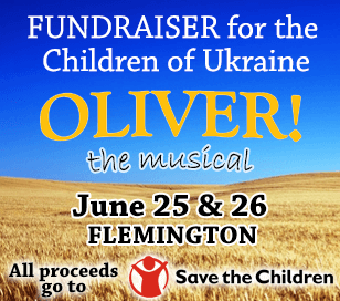 Ensemble Theatre of NJ will present Oliver! the musical by Lionel Bart through special arrangement with Music Theatre International.
A professional band of 10 musicians accompany actors from all over NJ and Pa to help raise money for the child refugees and orphans of Ukraine. All money raised from tickets sales, advertising and donations will be sent to Save The Children charity designated for the Ukrainian children. If you can not attend please donate to the cause.