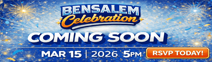 The Bensalem Celebration is a free community evening featuring dinner, live worship, an inspirational message, and relaxed table conversations with others in the community. Join us on Sunday, March 15 at 5:00 PM at the Bensalem Country Club. All are welcome and kids activities will be provided. This event is free and open to the public, but space is limited and advance RSVP is required. To reserve your spot, text Bensalem to 94000 and we will reply with RSVP instructions and additional details. The Bensalem Celebration is sponsored by Celebration Movement, a dinner church community based in Hulmeville, PA.
